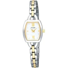 Pulsar Ladies' Two-tone, Gold-plate & Steel, White Pj5409x1 Watch Rrp Â£89.95