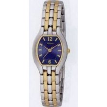 Pulsar Ladies` Watch W/ 2 Tone Bracelet/ Curved Rectangle Face (Blue Dial)