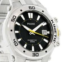 Pulsar Men's Kinetic Tech Gear Black Dial Watch Par155