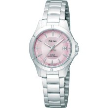 Pulsar Pxt929x1 Ladies Stainless Steel Pink Dial Date Uk Seller 2 Year Warranty