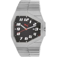 Puma Mens Motor Black Dial Date Window Stainless Steel Bracelet Watch