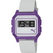 Puma Pu910951007 Flat Screen White Purple Watch