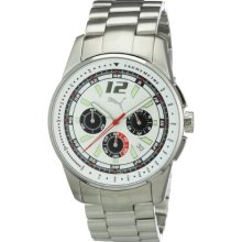 Puma Time Gents Watch Race Luminous Chrono Metal Silver White A.Pu102161002