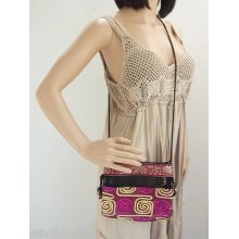 Purple Gold Spiral Silk Plastic Net Weaving Small Cross-body Bag Thailand