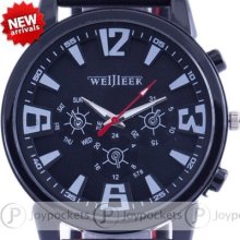 Qualify Black Sport Men Wrist Watch Luxury Rubber Band Dial Analog Quartz 38