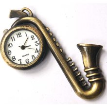 quartz movement pocket watch saxophone pendant No10686