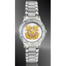 R111-QCG2-1 US Coast Guard Mens Bracelet Medallion Watch Mens Silver B