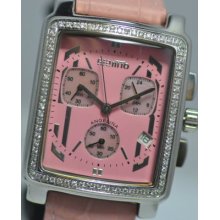 Rare Ladies Giantto Angelina Pink Chronograph Genuine Diamonds Swiss Watch