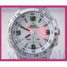 Rare Silver White Alarm Dive Men Women Led Quartz Watch