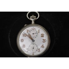 Rare Vintage 50 Mm Angelus Military Alarm Pocket Watch Luminous Hands And Markers