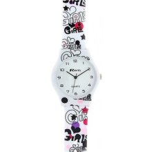 Ravel Girl's Quartz Watch With White Dial Analogue Display And Multicolour Plastic Or Pu Strap R1532.04