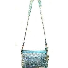 Raviani Western Turquoise Leather Cross Body Handbag Purse Swarvoski Crystals