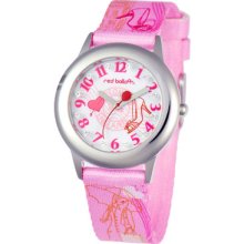 Red Balloon Kid's London Shopping Tween Glitz Japanese Quartz Pink Woven Strap Watch