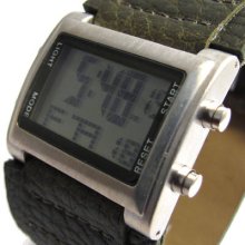 Retro Boys Digital Watch Wide Cuff Strap Green