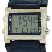 Retro Boys / Mens Digital Chronograph Blue Pu Wide Strap Sports Watch Retro-9b