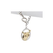 Rhodium Plated Silver and Gold Tone Textured Single Owl Charm Bracelet Fashion J