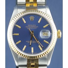 Rolex 18Kt/SS Blue Dial Datejust