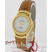 Rolex Cellini 6621/8 Ladies 18k Yellow Gold Quartz Brown Leather Strap