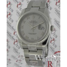 Rolex Datejust 116200 Oyster Bracelet Stainless Steel Smooth Bezel White Dial