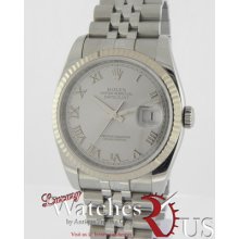 Rolex Datejust 116234 36mm Stainless Steel 18k White Gold Fluted Bezel