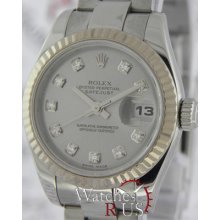 Rolex Datejust 179174 Stainlesss Steel Oyster Bracelet Silver Diamond Dial