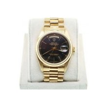 Rolex Day-Date Gold 18038 Single Quickset Black Dial Gents Watch