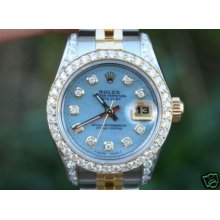 Rolex Ladies Datejust 179173 18k Gold Steel Diamond Dial Bezel Lugs 2012 Unworn