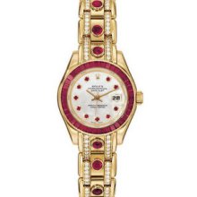 Rolex Ladies Pearlmaster Gold Ruby Ladies Watch 80308RUBI