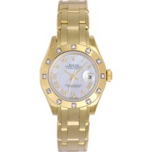 Rolex Lady Datejust Pearlmaster 18k Yellow Gold Ladies Diamond Watch 80318