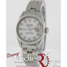 Rolex Lady's Datejust 6919 Oyster Bracelet White Dial Diamond Markers