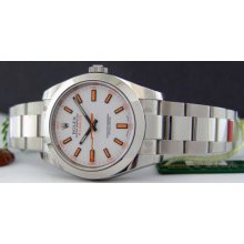 Rolex Mens 40mm Milgauss White Dial 116400 Watch Chest