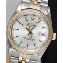 Rolex Mens Datejust 16013 Silver Stick