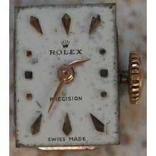 Rolex Precision Lady Wristwatch Movement & Dial 14 Mm. X 10 Mm. To Restore