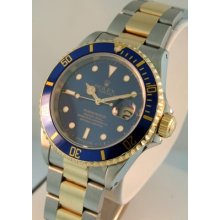 Rolex Submariner Blue Dial Stainless Steel And 18k Yellow Gold 40mm Watch.