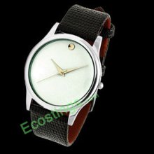 Round Dial Unisex Lady's Men's Leather Band Watch