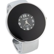 Round Stainless Steel Dial Women's Electronic Bracelet Wrist Watch (Black)