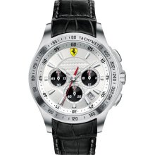 Scuderia Ferrari Chronograph Leather Strap Watch, 44mm