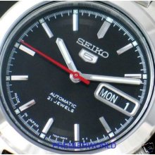 Seiko 5 Automatic Blk Steel Snke21 Watch Snke21j1 Japan