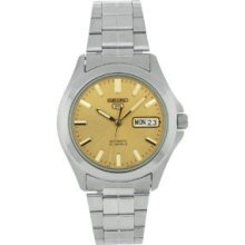 Seiko 5 Automatic Men's Snkk91 Stainless Steel Analog Watch W/ Gold Color Dial