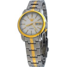 Seiko 5 Snkl84 Men's Two Tone Stainless Steel White Dial Automatic Watch