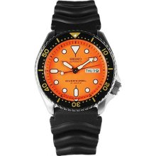 Seiko Automatic Orange Dial 200m Mens Diver Sports Watch Skx011j2 Rub