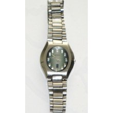 Seiko Automatic Watch 23 Jewel Lm Day & Date Silver Metal Green Silver Face 70's