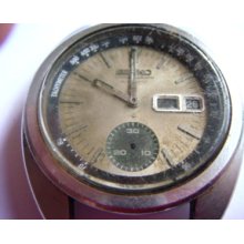 Seiko Chronograph 6139-6031 Automatic 17 Jewels For Parts Or Repair No.7d8425