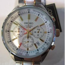 Seiko Japan Men's Watch Chrono All Stainless S Two Tone Original Edition Japan