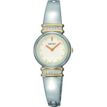 Seiko Ladies Two Tone White Bangle Bracelet SUJG32P9 Watch