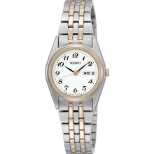 Seiko Ladies' Two-Tone White Dial w/Numbers Watch - SXA124