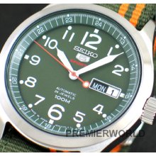 Seiko Men Automatic / Hand Winding Army Green Tough Band 100m Watch Srp275k1