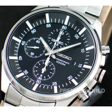 Seiko Men Chronograph Black Dial Steel Watch 100m Sndc81p1