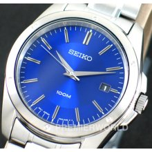 Seiko Men Date Royal Blue Dial Steel Watch 100m Sgef77p1