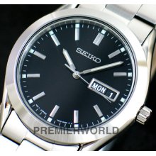 Seiko Men Day Date 30m Black Dial Steel Watch Sgga25p1